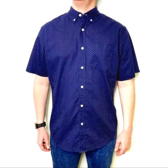 Old Navy Men’s Blue Polka Dot Classic Slim Fit Shirt SZ XXL - Picture 1 of 8